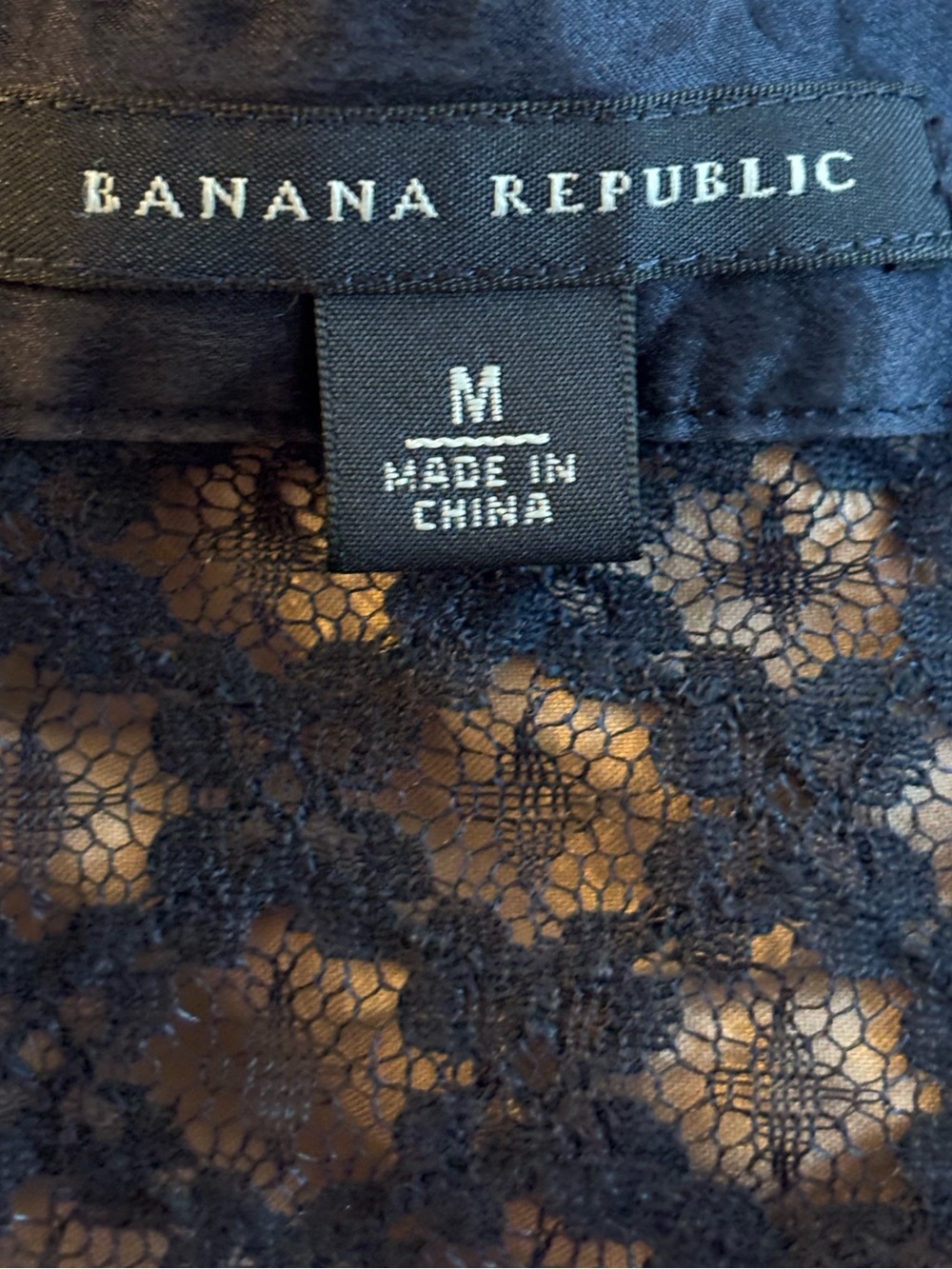 Banana Republic Blue Lace Blouse Button Open Size M - Picture 4 of 4